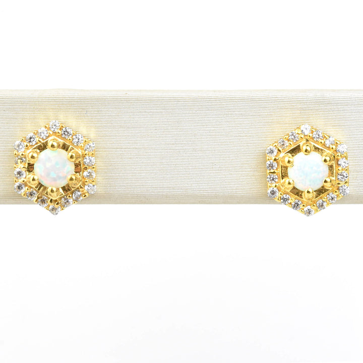 Opal & Cubic Zirconia Tropicana Studs - Goldmakers Fine Jewelry