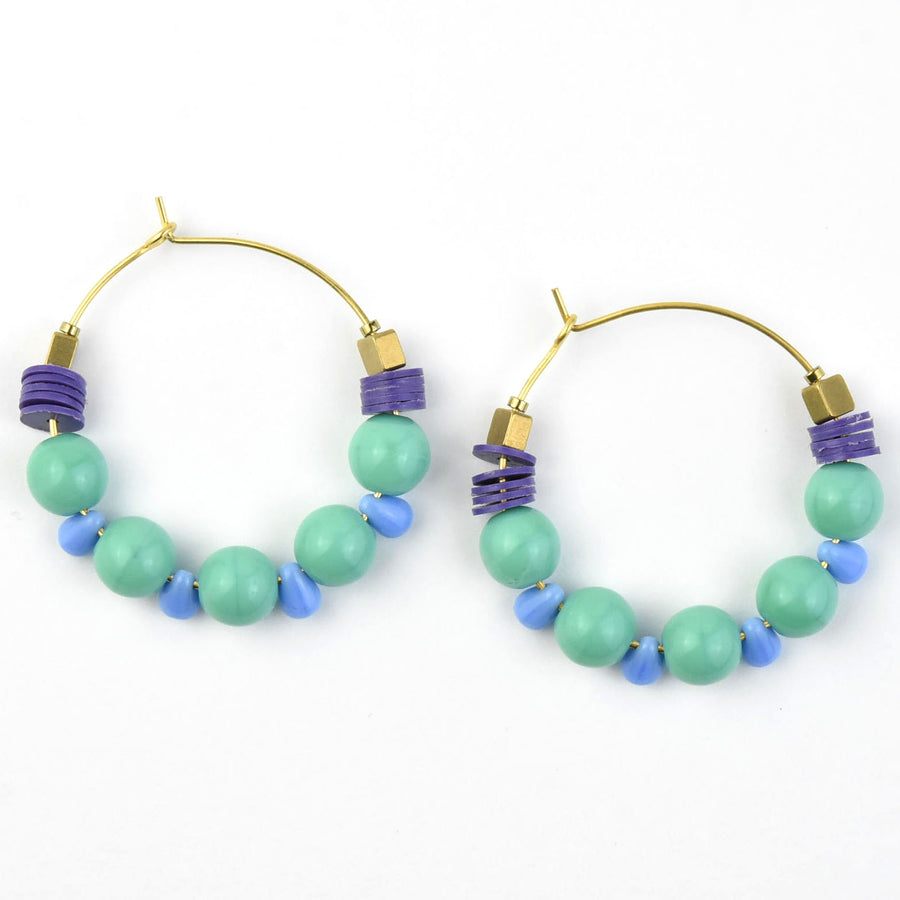 Turquoise, Lavender and Purple Hoops - Goldmakers Fine Jewelry