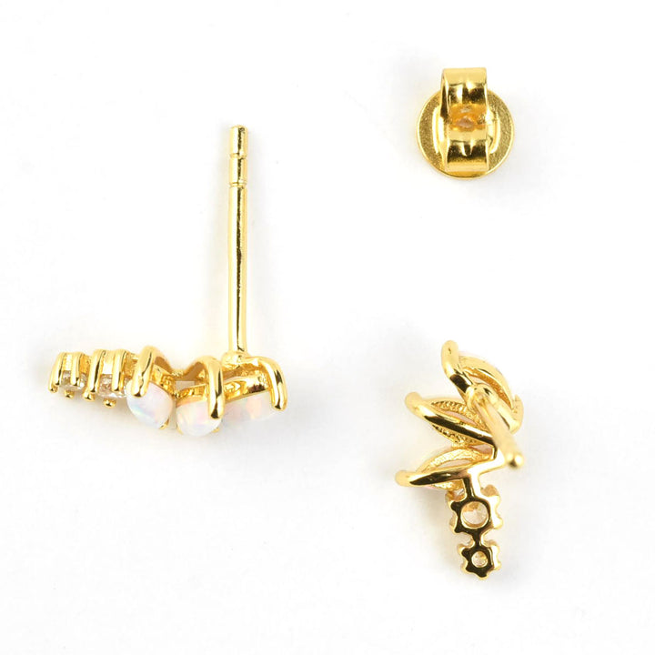 Opal & Cubic Zirconia Twinkling Lotus Studs - Goldmakers Fine Jewelry