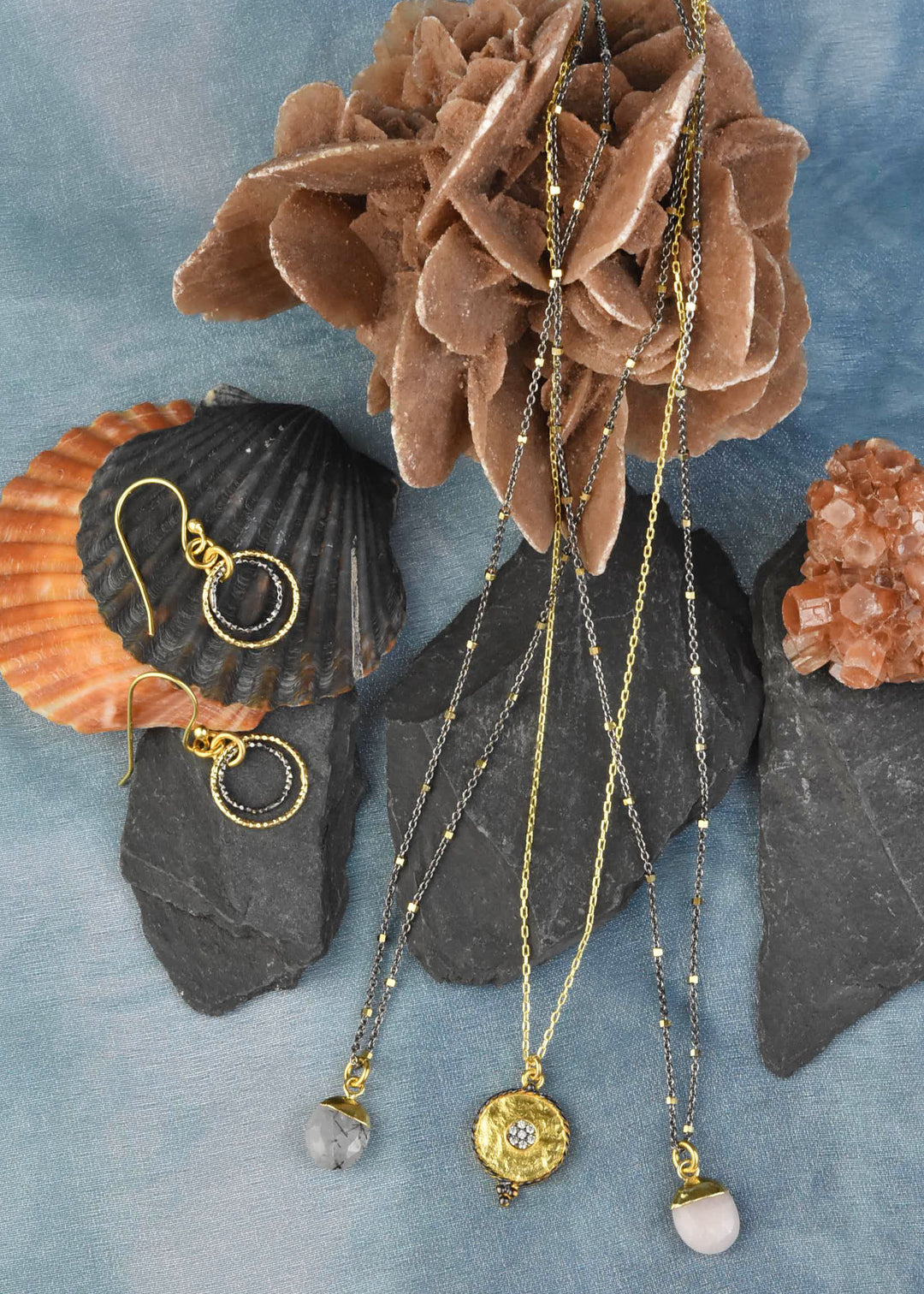 Pink Opal Necklace in Two Tone - Goldmakers Fine Jewelry