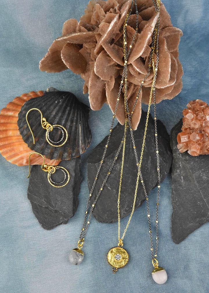 Pink Opal Necklace in Two Tone - Goldmakers Fine Jewelry