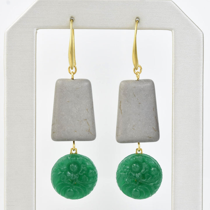 Vintage Green Glass Earrings - Goldmakers Fine Jewelry
