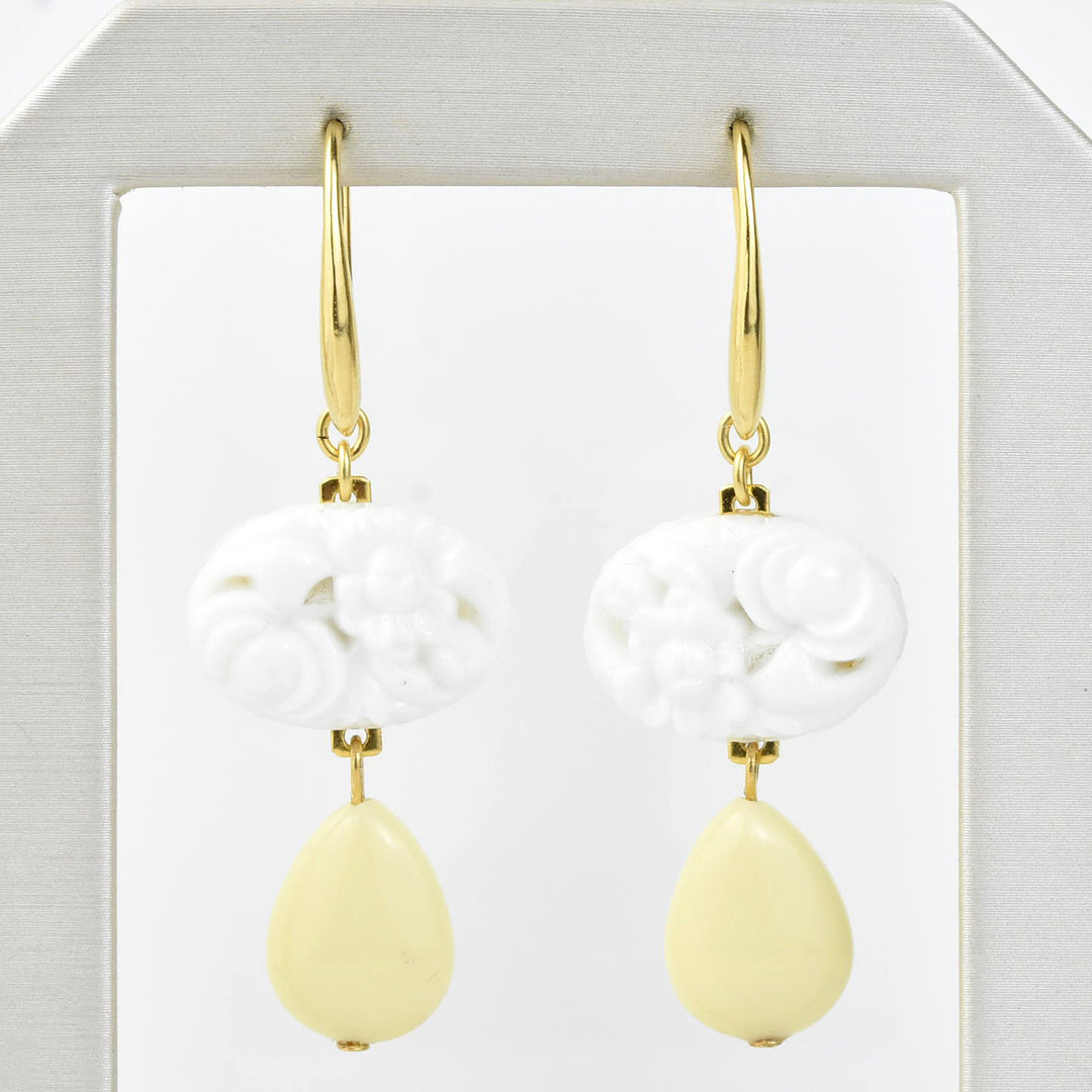 Vintage Milk Glass Earrings - Goldmakers Fine Jewelry