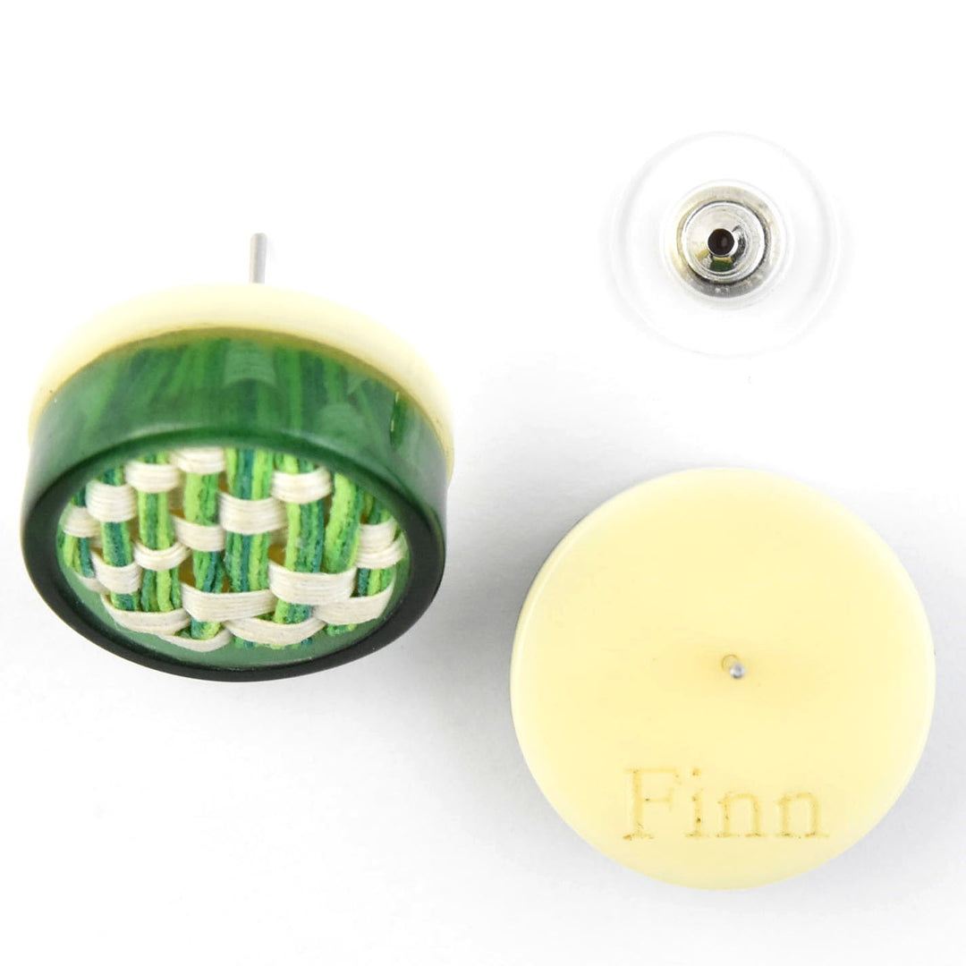 Vita Stud Earrings, Geo Green - Goldmakers Fine Jewelry