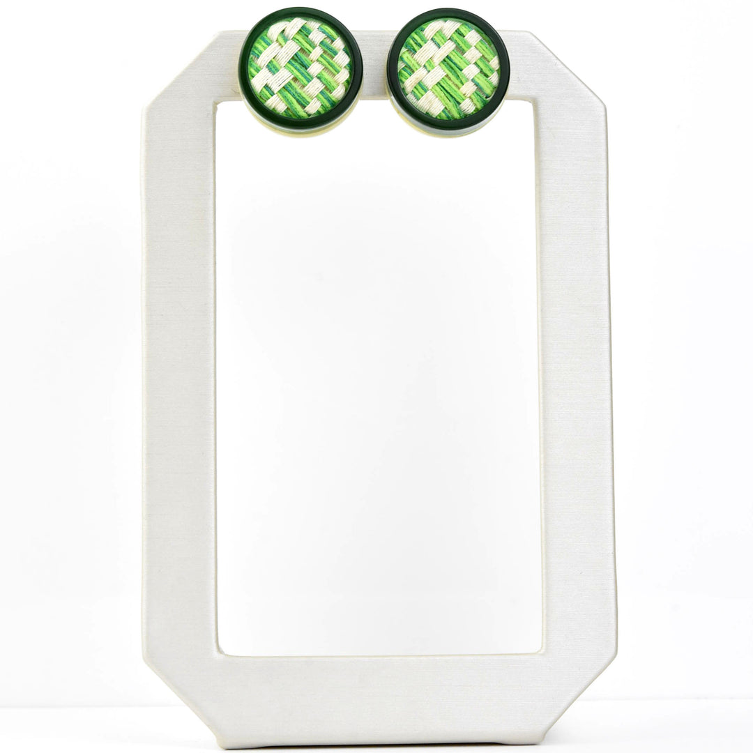 Vita Stud Earrings, Geo Green - Goldmakers Fine Jewelry