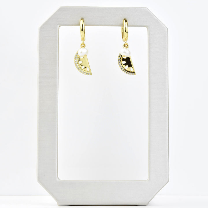 Watermelon Huggies with Pearl - Goldmakers Fine Jewelry