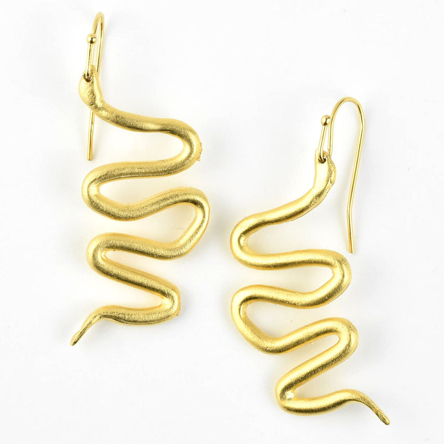 Matte Wavy Serpent Earrings - Goldmakers Fine Jewelry