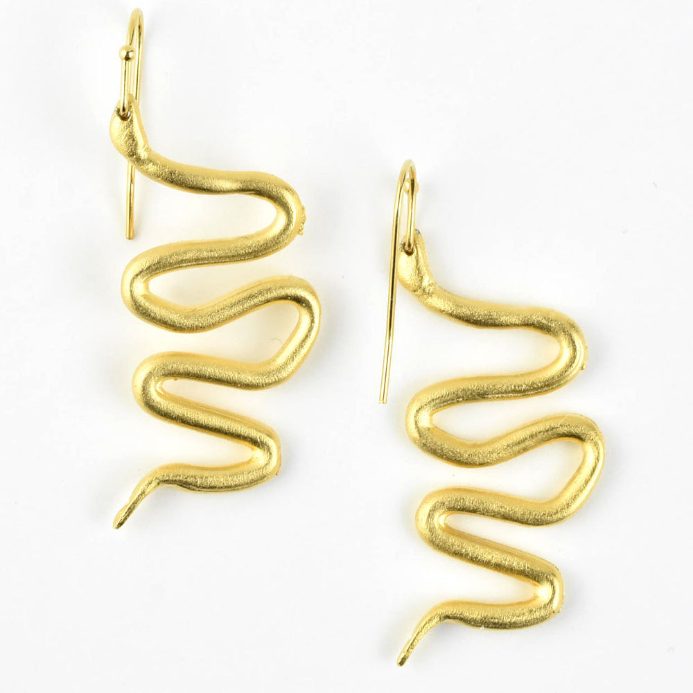 Matte Wavy Serpent Earrings - Goldmakers Fine Jewelry