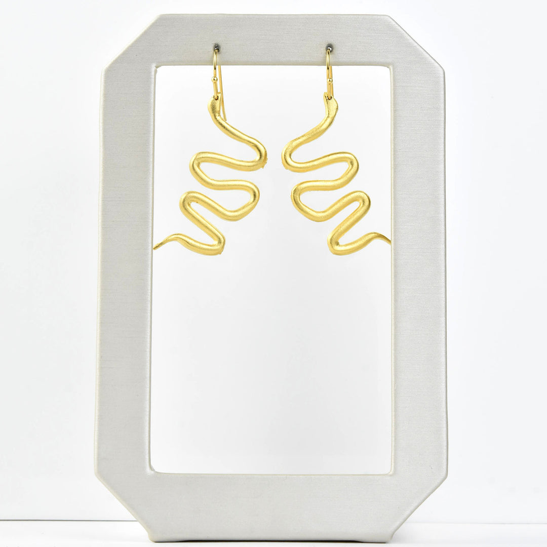 Matte Wavy Serpent Earrings - Goldmakers Fine Jewelry