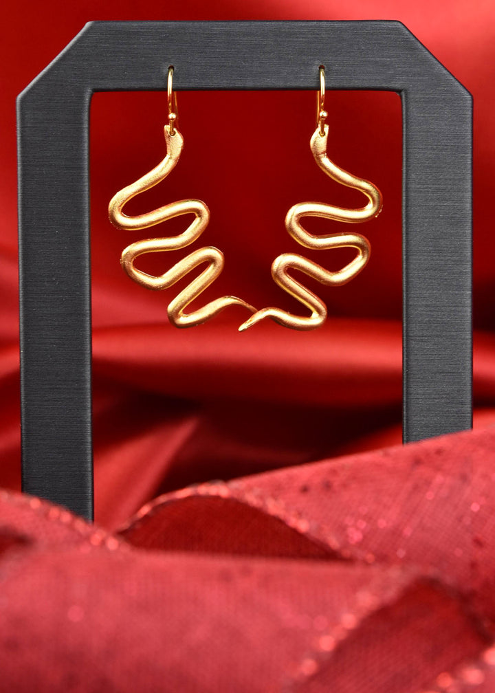 Matte Wavy Serpent Earrings - Goldmakers Fine Jewelry