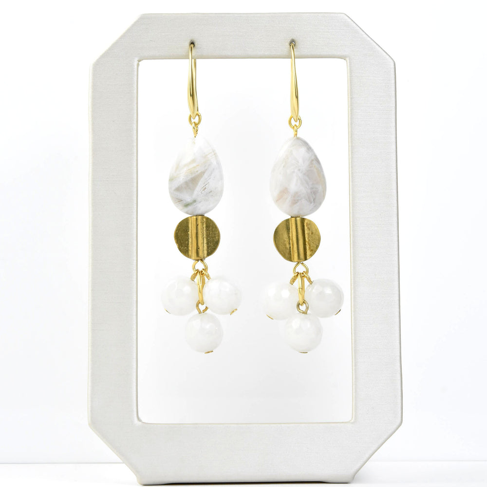 White Agate Cluster Earrings - Goldmakers Fine Jewelry
