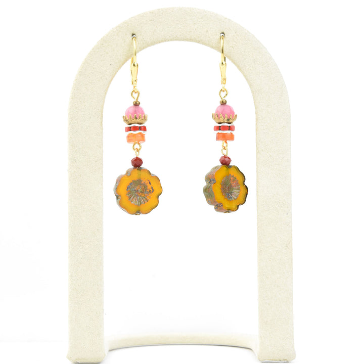 Vintage Yellow Flower Drops - Goldmakers Fine Jewelry