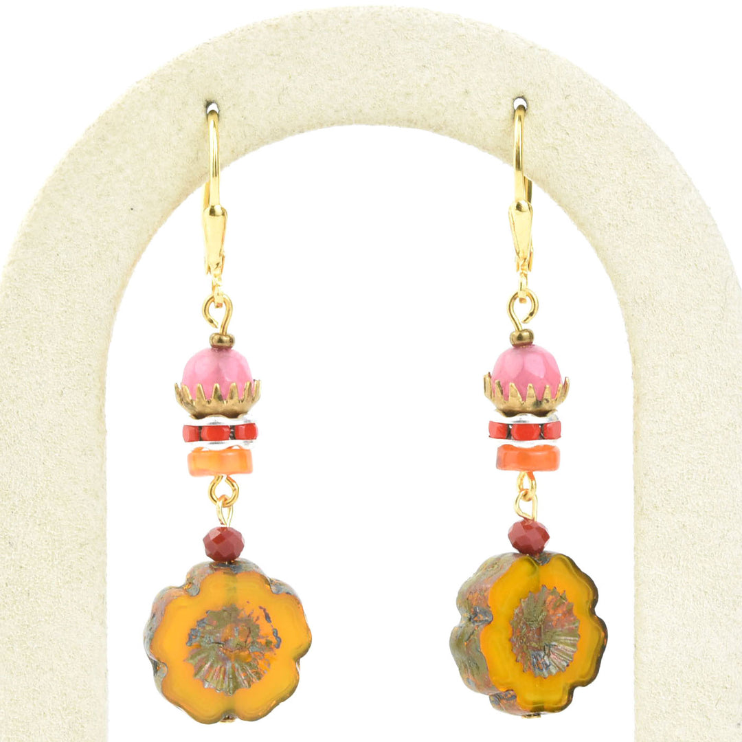 Vintage Yellow Flower Drops - Goldmakers Fine Jewelry