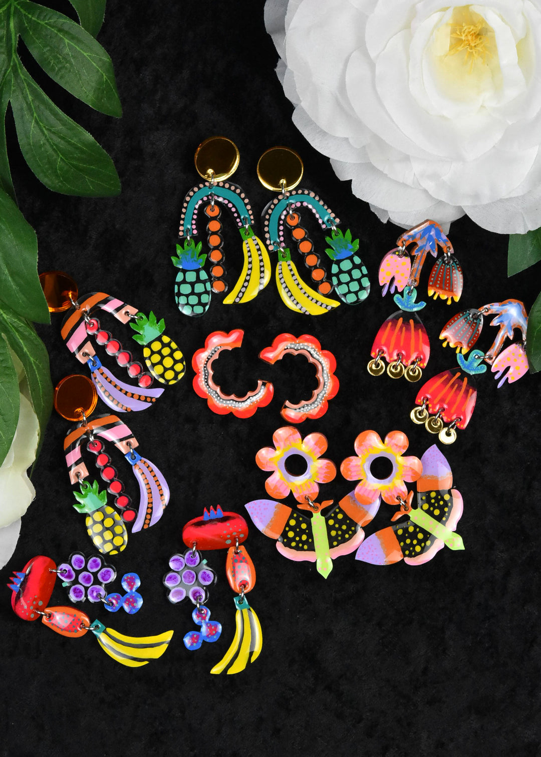 Neon Pineapple and Banana Earrings - Goldmakers Fine Jewelry