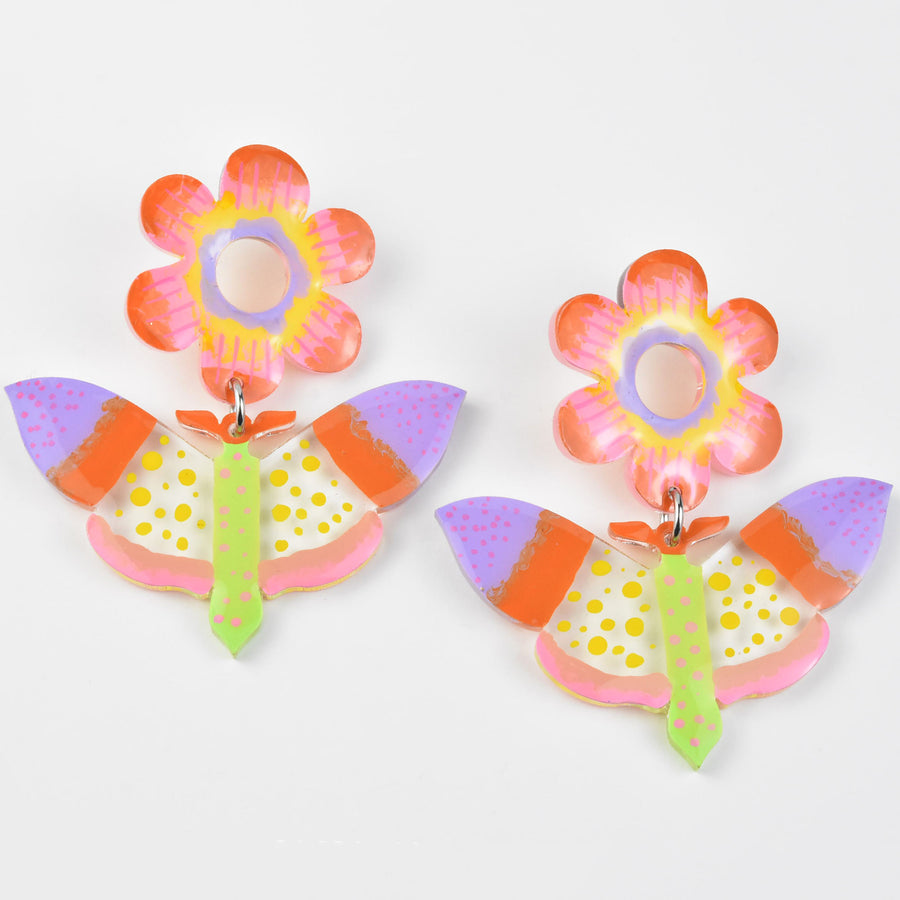 Mod Pastel Butterfly and Flower Earrings - Goldmakers Fine Jewelry
