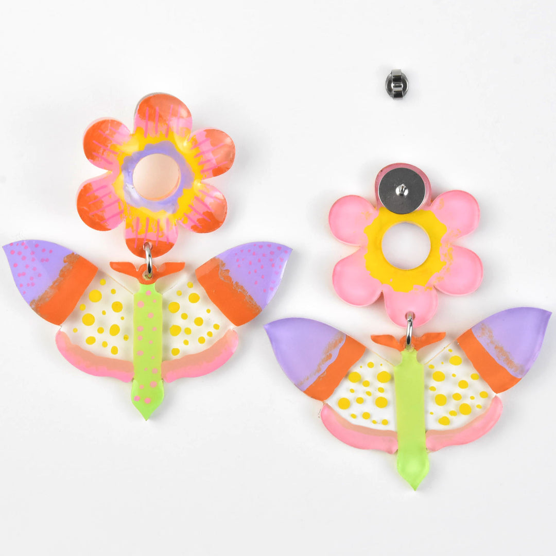 Mod Pastel Butterfly and Flower Earrings - Goldmakers Fine Jewelry