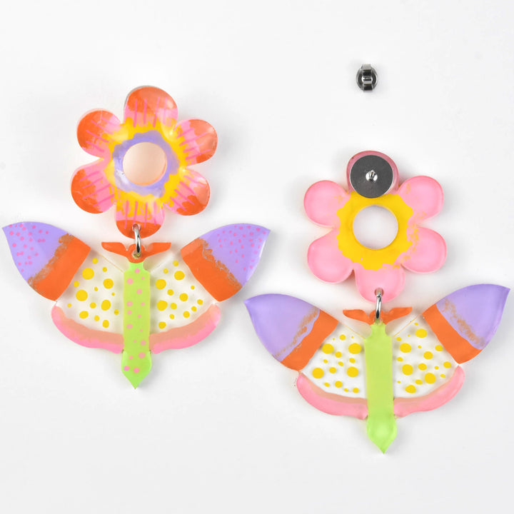 Mod Pastel Butterfly and Flower Earrings - Goldmakers Fine Jewelry
