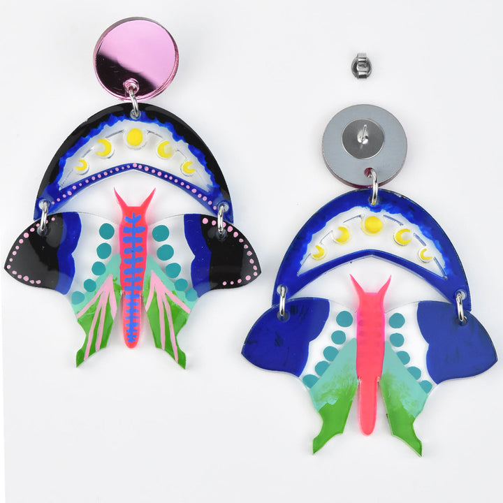 Moth and Moon Earrings - Goldmakers Fine Jewelry