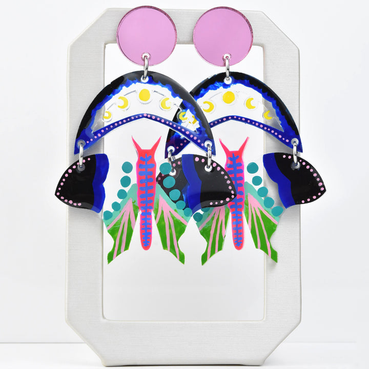 Moth and Moon Earrings - Goldmakers Fine Jewelry