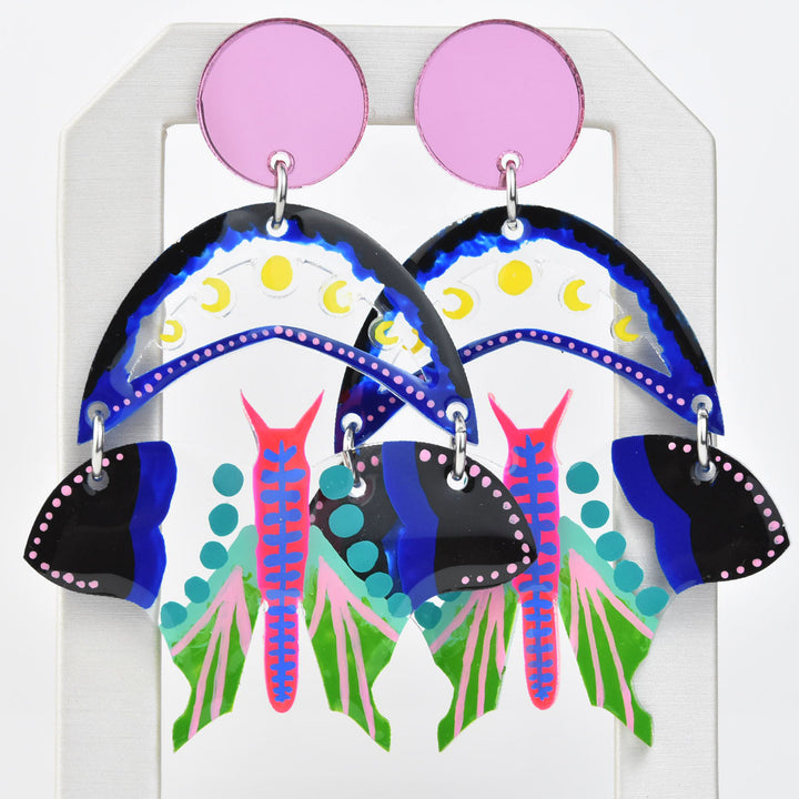 Moth and Moon Earrings - Goldmakers Fine Jewelry