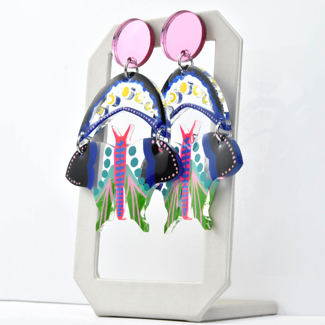 Moth and Moon Earrings - Goldmakers Fine Jewelry