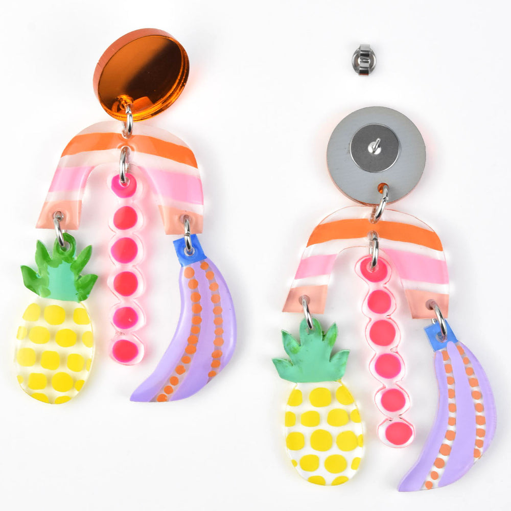 Neon Pineapple and Banana Earrings - Goldmakers Fine Jewelry