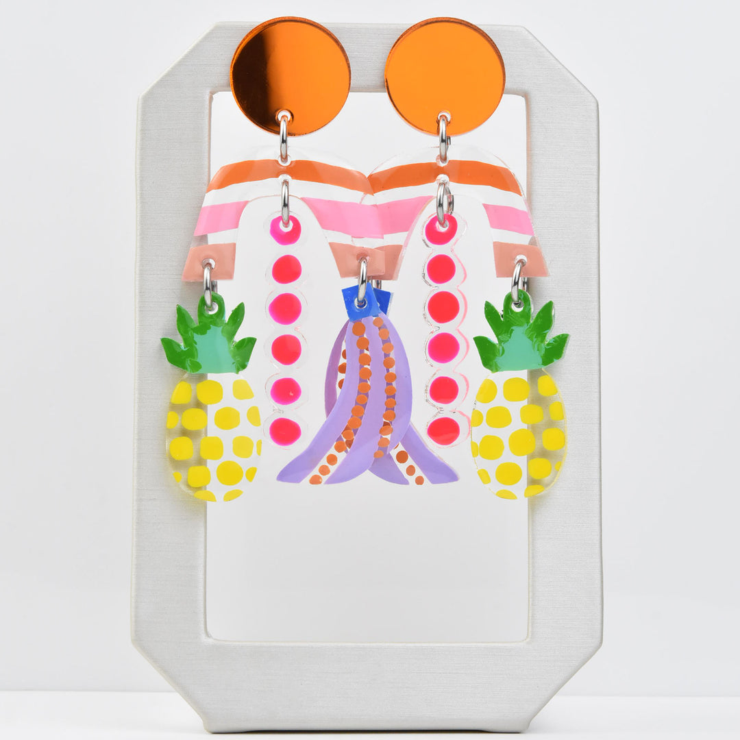 Neon Pineapple and Banana Earrings - Goldmakers Fine Jewelry