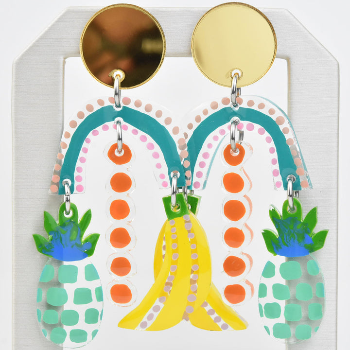 Pastel Pineapple and Banana Earrings - Goldmakers Fine Jewelry