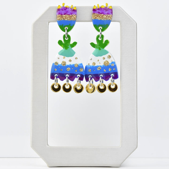 Purple and Blue Acrylic Tulip Earrings - Goldmakers Fine Jewelry