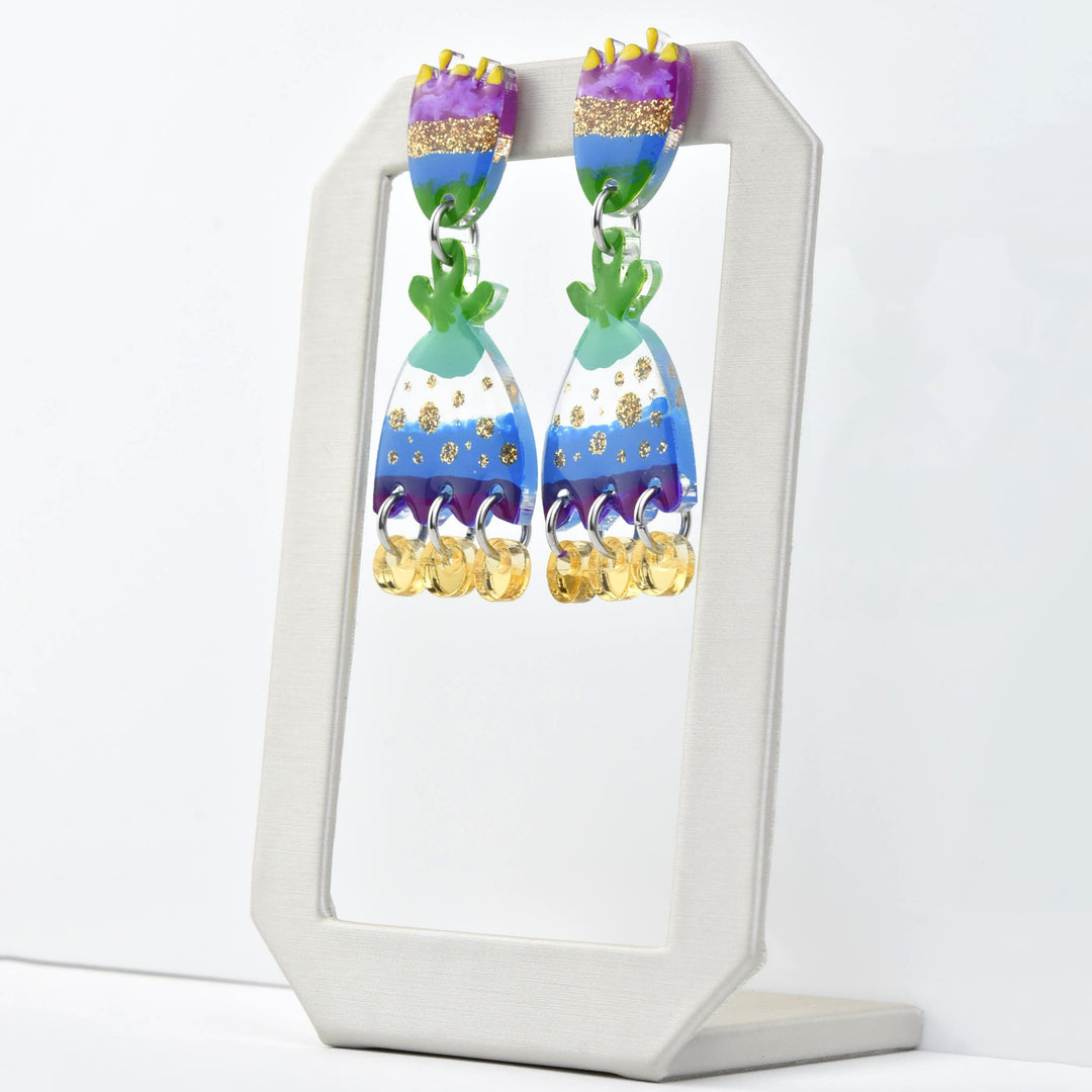 Purple and Blue Acrylic Tulip Earrings - Goldmakers Fine Jewelry