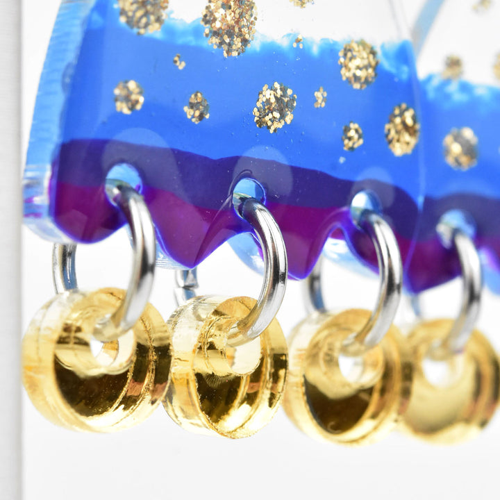 Purple and Blue Acrylic Tulip Earrings - Goldmakers Fine Jewelry