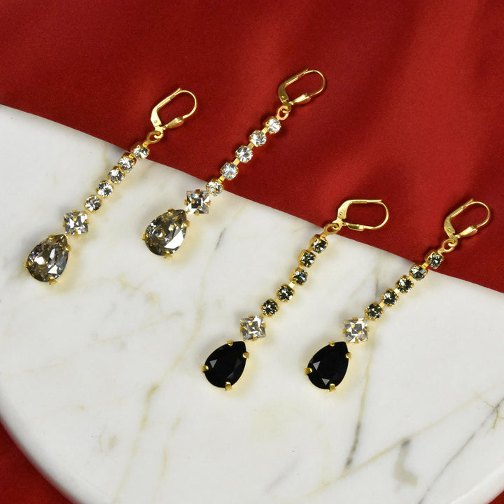 Deco Crystal Dangle Earrings - Goldmakers Fine Jewelry