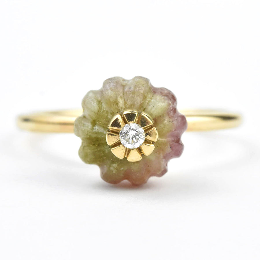 Watermelon Tourmaline Melon Ring in 14k Gold - Goldmakers Fine Jewelry