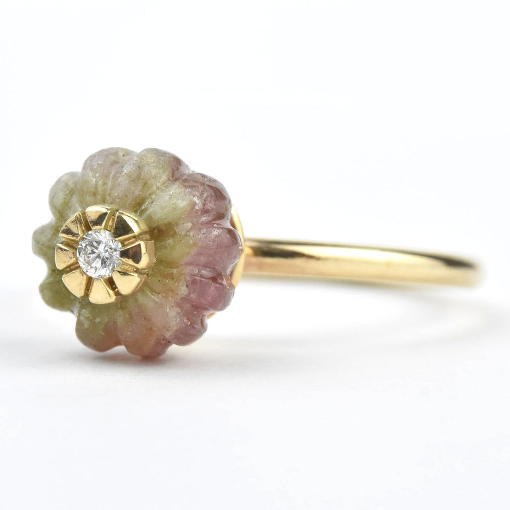 Watermelon Tourmaline Melon Ring in 14k Gold - Goldmakers Fine Jewelry