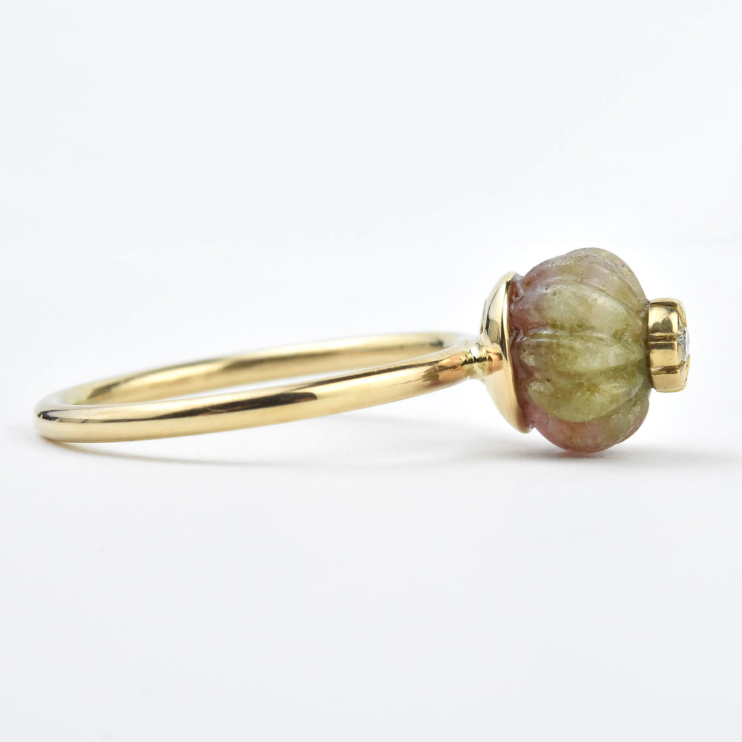 Watermelon Tourmaline Melon Ring in 14k Gold - Goldmakers Fine Jewelry