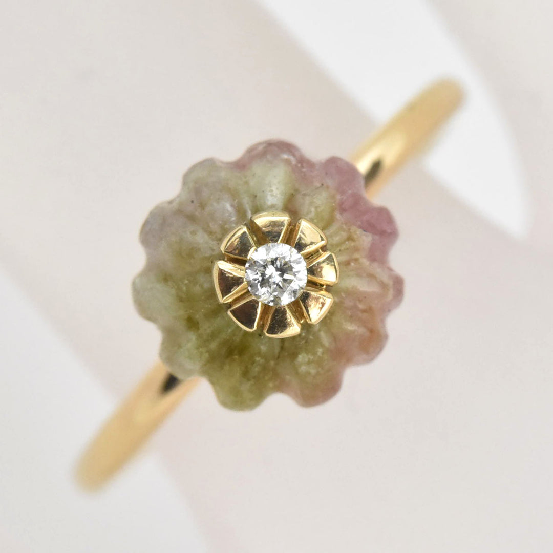 Watermelon Tourmaline Melon Ring in 14k Gold - Goldmakers Fine Jewelry