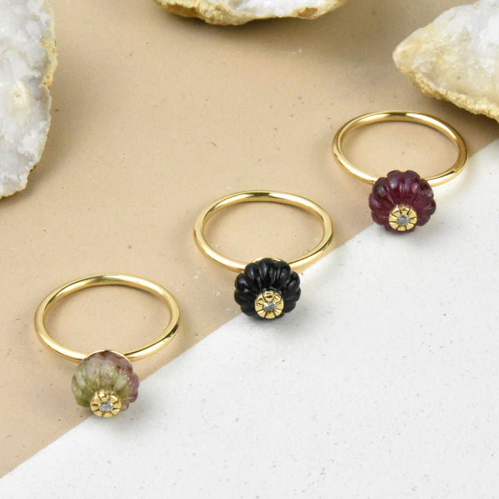 Watermelon Tourmaline Melon Ring in 14k Gold - Goldmakers Fine Jewelry