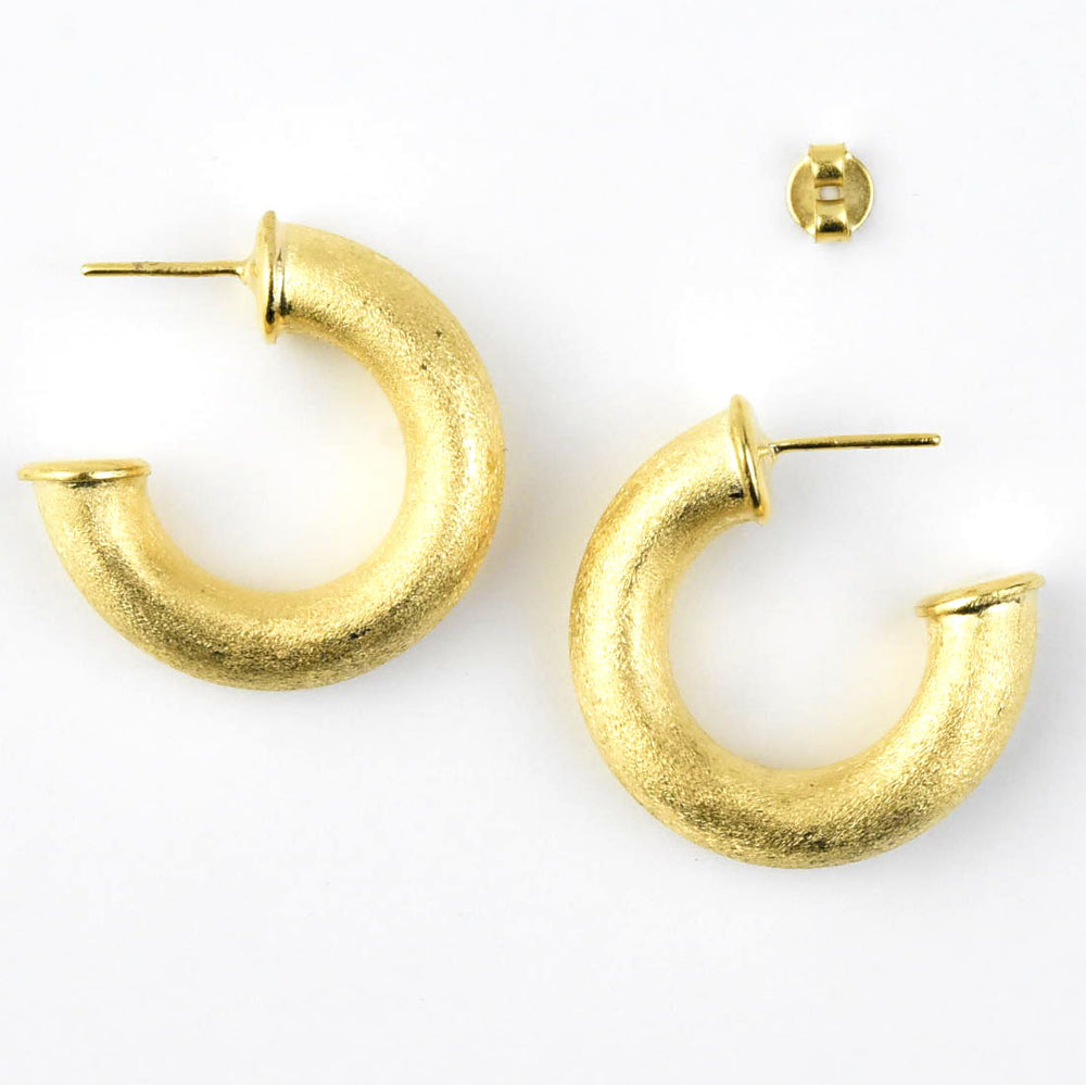 Mini Round Textured Gold Tone Hoops - Goldmakers Fine Jewelry