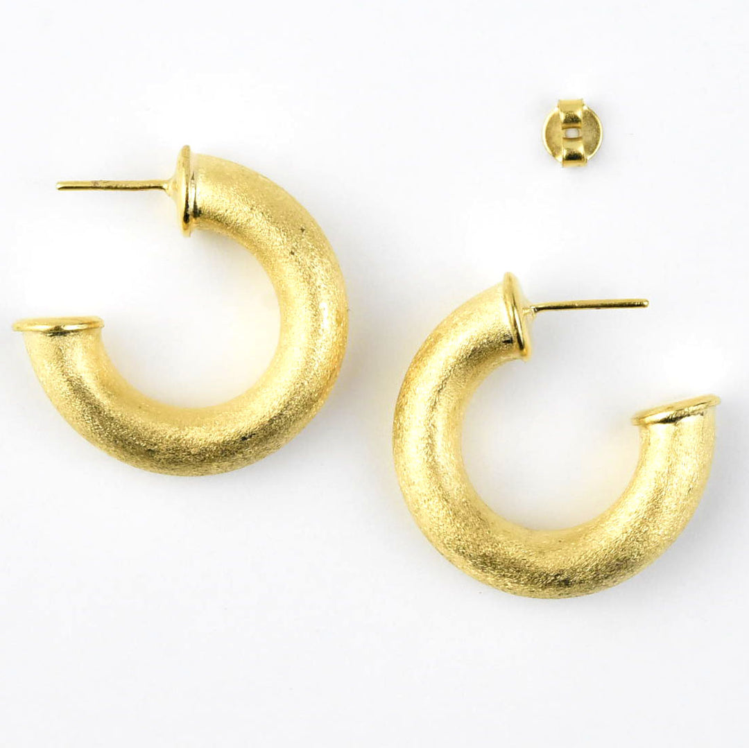 Mini Round Textured Gold Tone Hoops - Goldmakers Fine Jewelry