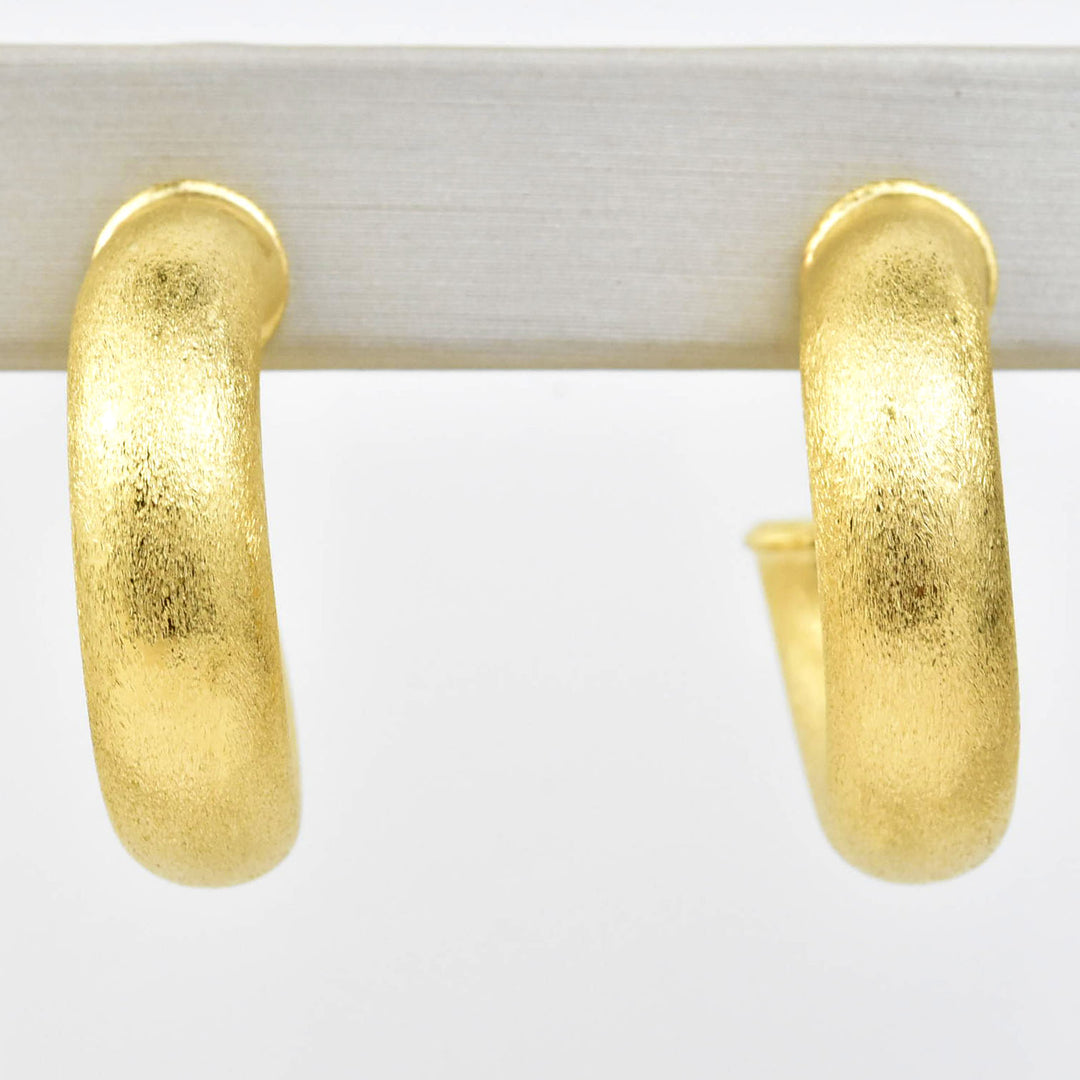 Mini Round Textured Gold Tone Hoops - Goldmakers Fine Jewelry