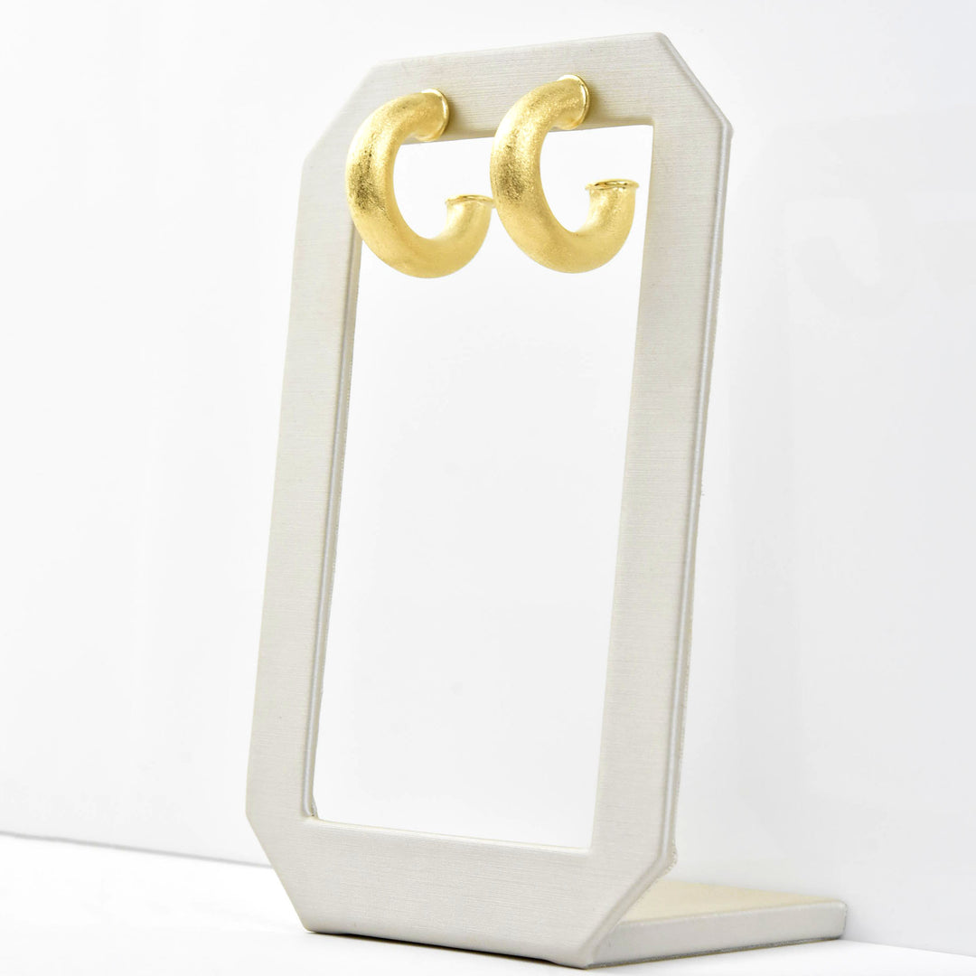 Mini Round Textured Gold Tone Hoops - Goldmakers Fine Jewelry