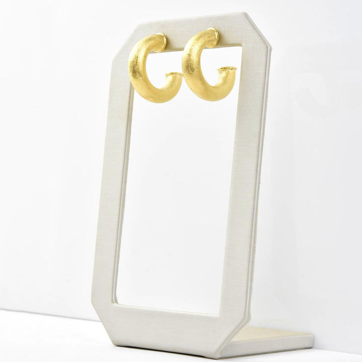Mini Round Textured Gold Tone Hoops - Goldmakers Fine Jewelry