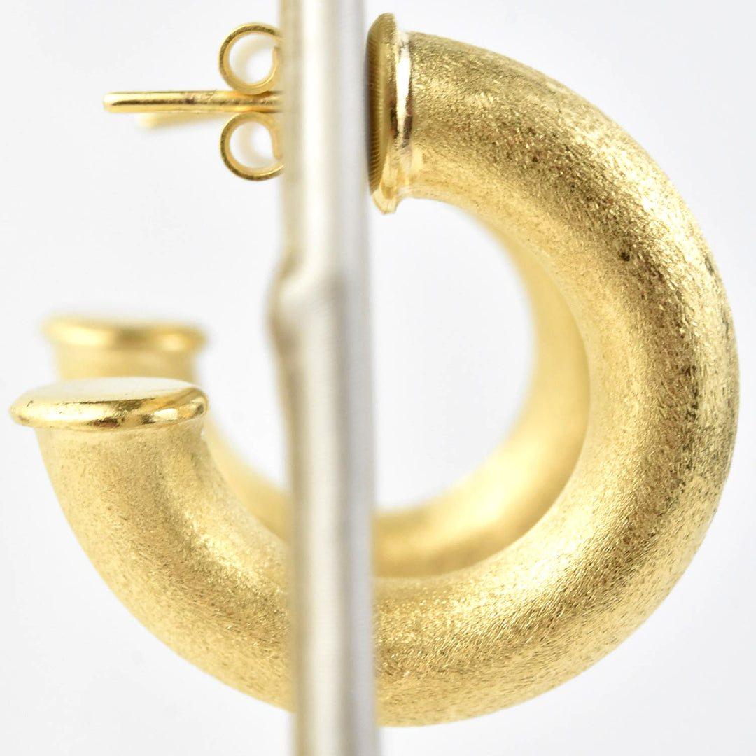 Mini Round Textured Gold Tone Hoops - Goldmakers Fine Jewelry