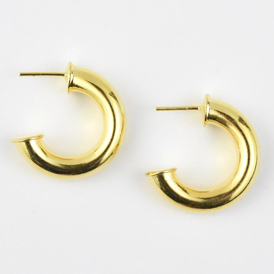 Small Round Polished Gold Tone Hoops - Goldmakers Fine Jewelry