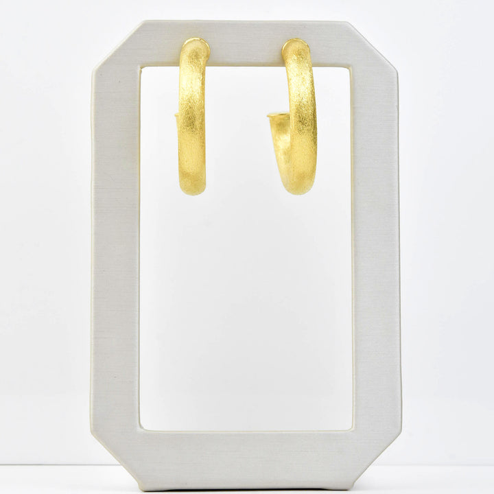 Small Round Textured Gold Tone Hoops - Goldmakers Fine Jewelry