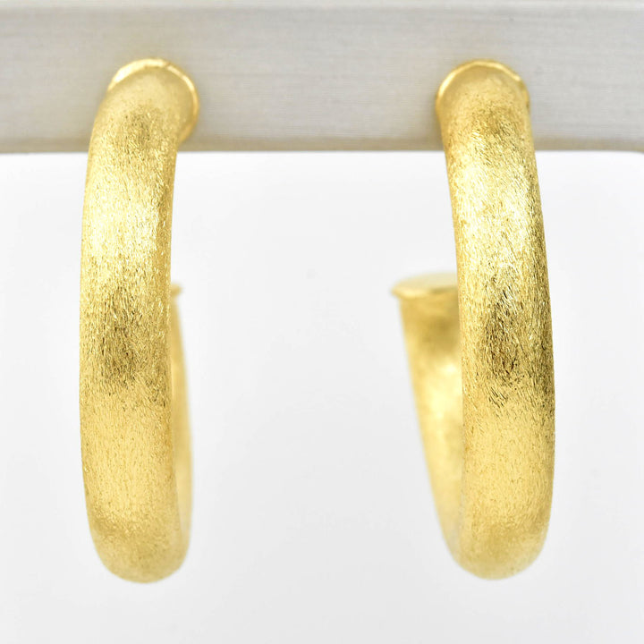 Small Round Textured Gold Tone Hoops - Goldmakers Fine Jewelry