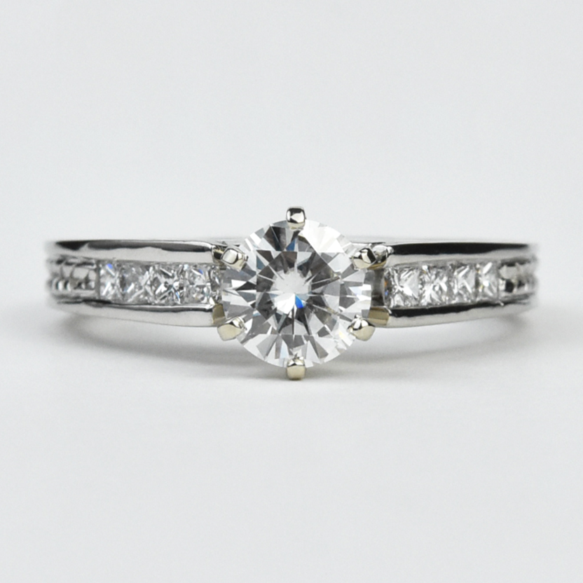 Moissanite and Platinum Engagement Ring - Goldmakers Fine Jewelry