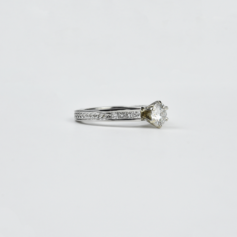 Moissanite and Platinum Engagement Ring - Goldmakers Fine Jewelry