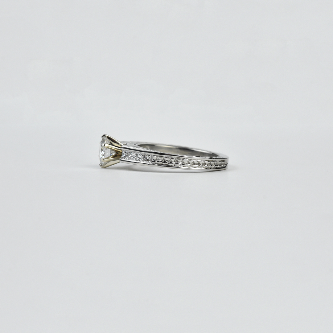 Moissanite and Platinum Engagement Ring - Goldmakers Fine Jewelry