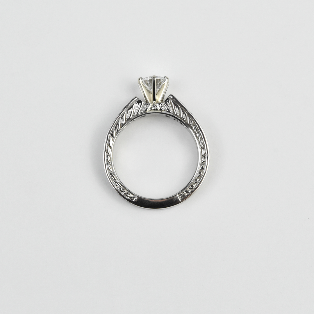 Moissanite and Platinum Engagement Ring - Goldmakers Fine Jewelry